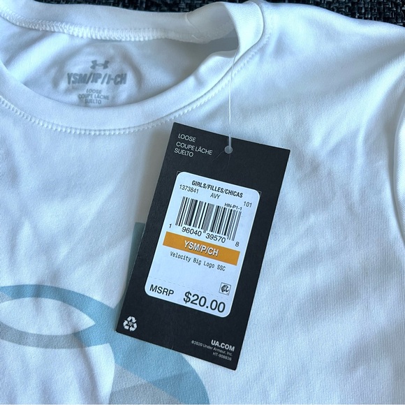 NWT Under Armour Girl’s Logo Tee Size Small - Picture 3 of 7